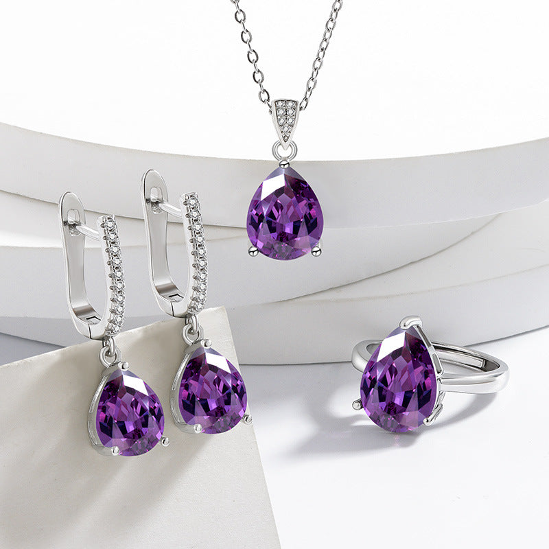 Teardrop Design Ring Necklace Jewelry Set
