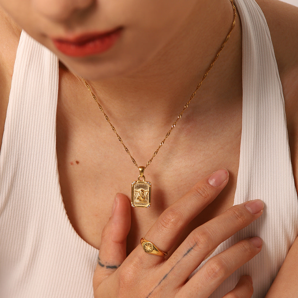 Titanium Steel Round Frame Necklace