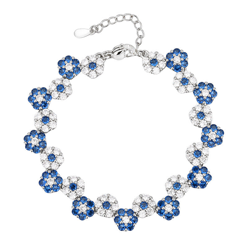 Blue Flower Rhinestone Jewelry Set