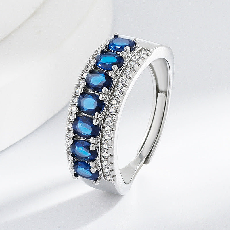 Blue Rhinestone Ring