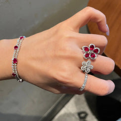 Red Floral Diamond Ring