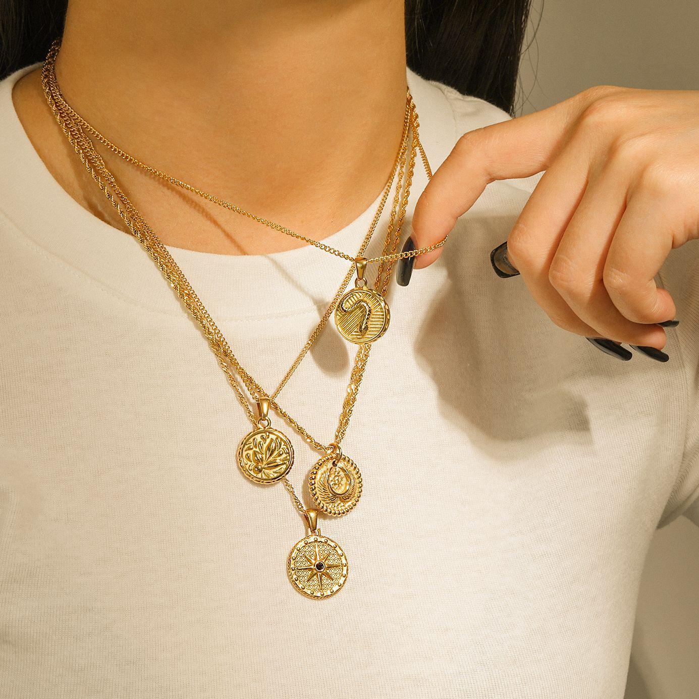Titanium Steel Round Frame Necklace
