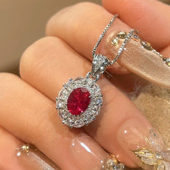 Red Gemstone Jewelry Set Including Necklace, Ring and Earrings