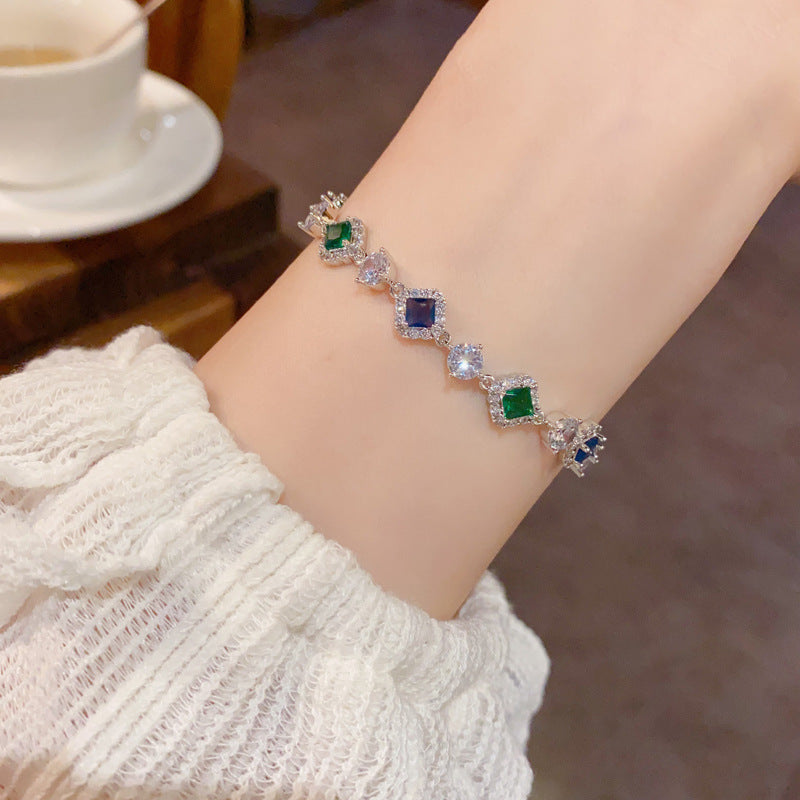 Diamond Shaped Multi-Color Zircon Bracelet