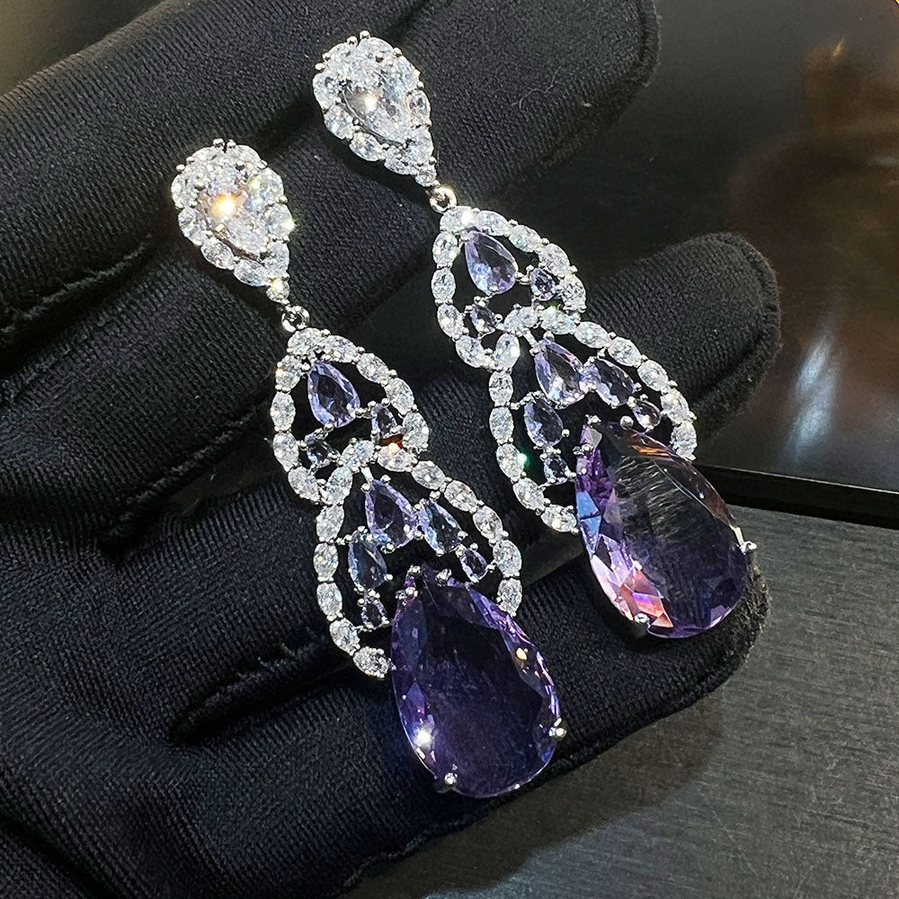 Elegant Purple Tone Earrings