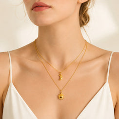 Titanium Steel Sun Moon Necklace