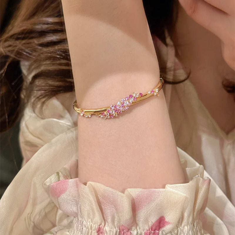 Pink Floral Cluster Bangle