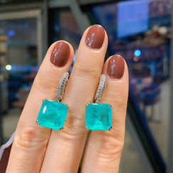 Multi-Color Square Cut Rhinestone Earrings