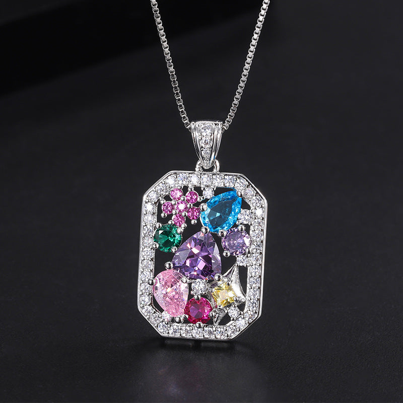 Multi-Color Rhinestone Necklace & Ring Jewelry Set