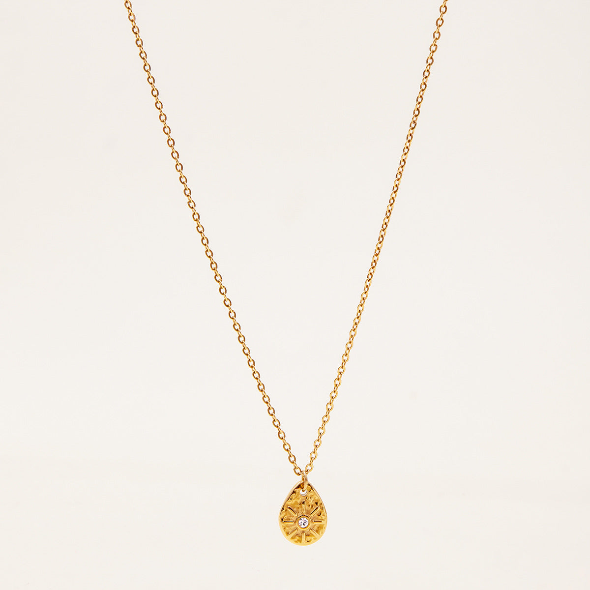 Titanium Steel Diamond Gold Plaque Pendant Necklace