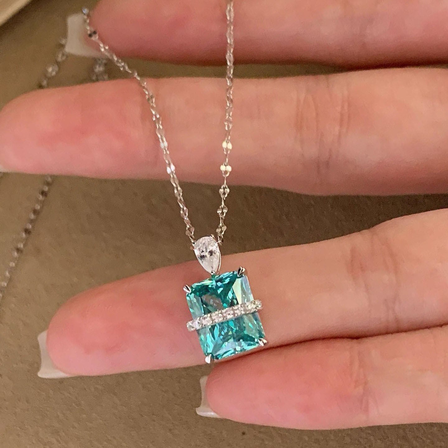 Blue Bubble Zircon Necklace