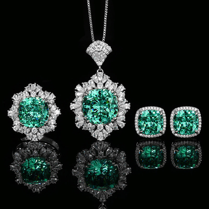 Bird Nest Cut Green Jewelry Set