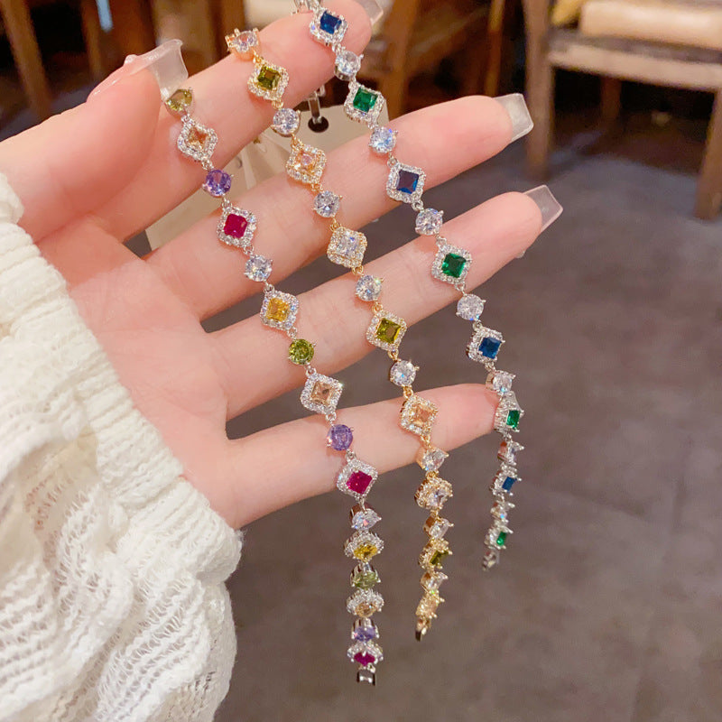 Diamond Shaped Multi-Color Zircon Bracelet