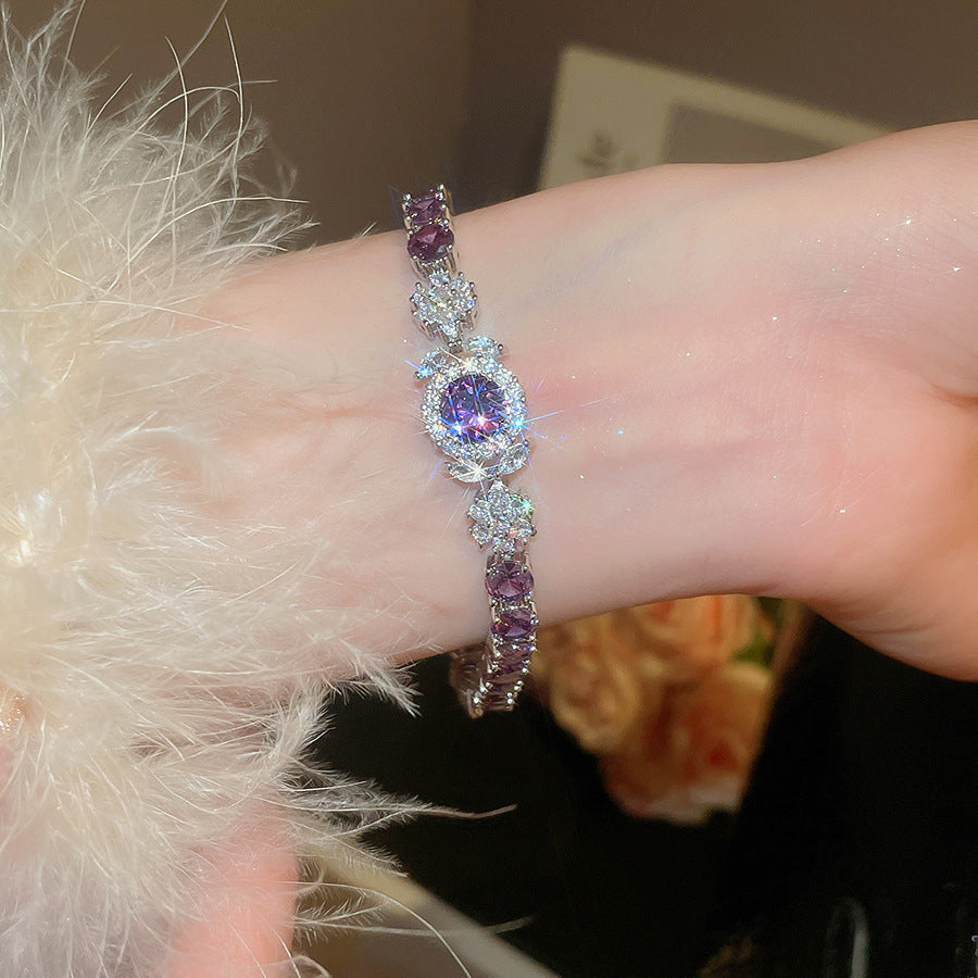 Purple Teardrop Zircon Bracelet