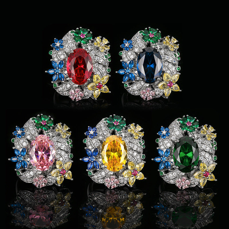 Floral Cluster Rhinestone Ring