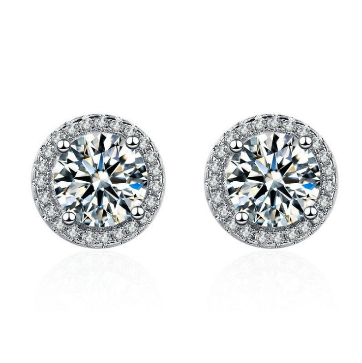 Multi-Color Gem Inlaid Stud Earrings