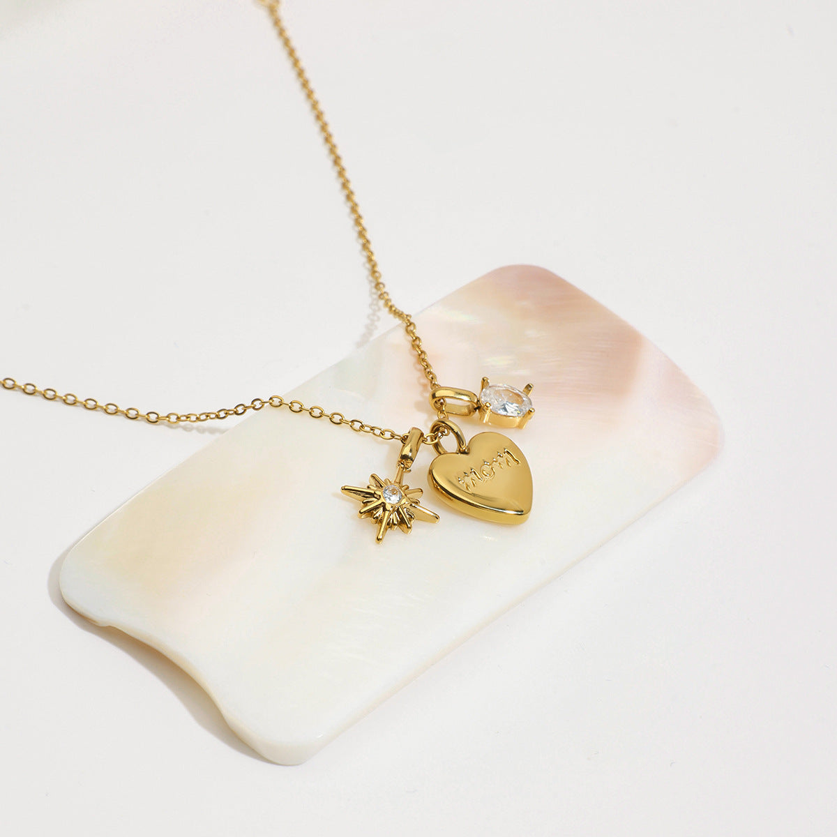 Titanium Steel Heart Star Pendant Necklace
