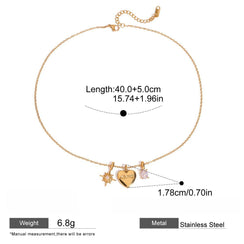 Titanium Steel Heart Star Pendant Necklace