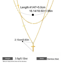 Titanium Steel Cross Double Layer Necklace