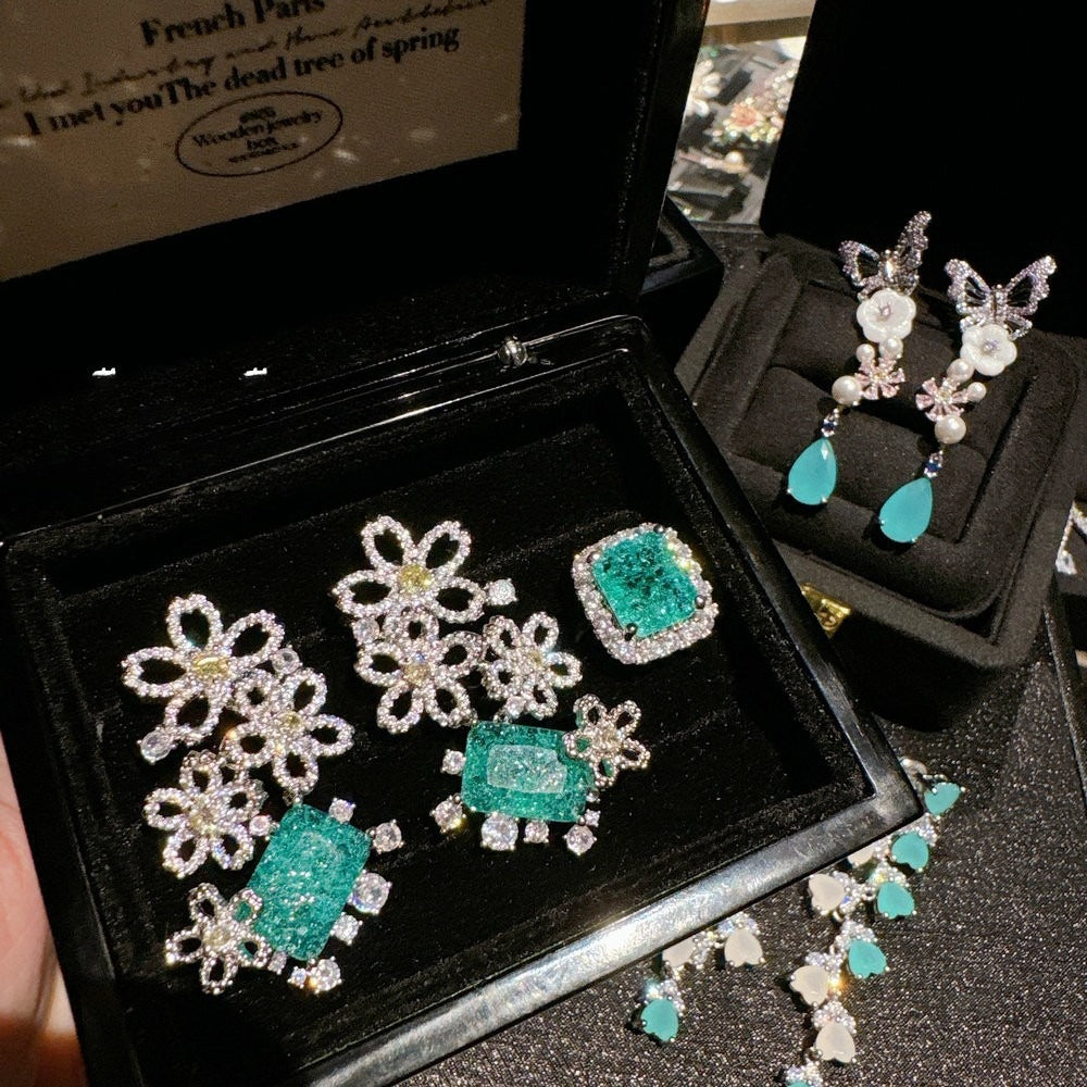 Hundred Flowers Peacock Diamond Jewelry Set