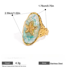 Titanium Steel Shell Starfish Ring